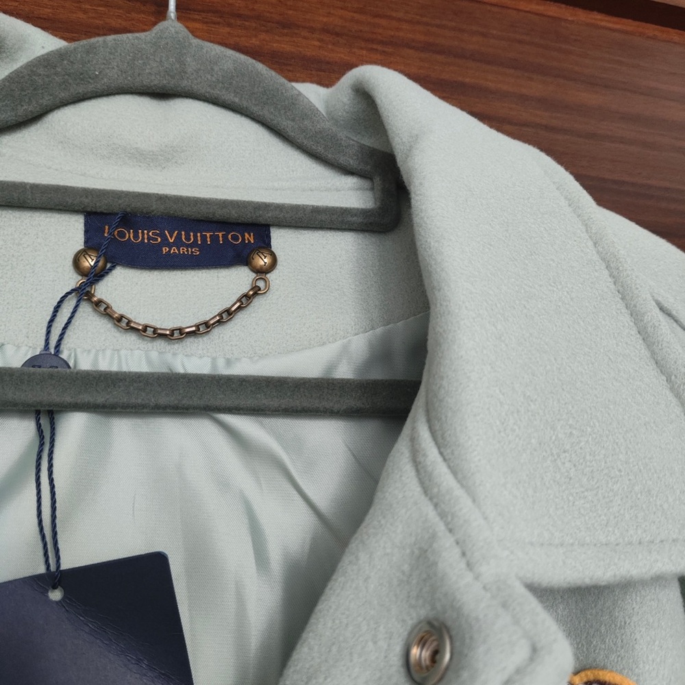 Louis Vuitton Sage Green & Cream Varsity Jacket with Patch Details - Picture 2 of 9